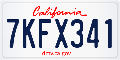 CA license plate 7KFX341