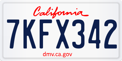 CA license plate 7KFX342