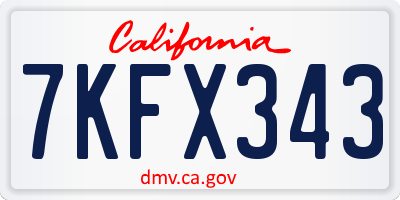 CA license plate 7KFX343