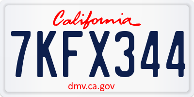 CA license plate 7KFX344