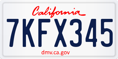 CA license plate 7KFX345