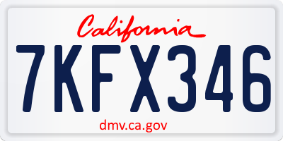 CA license plate 7KFX346