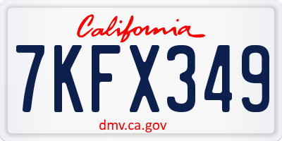 CA license plate 7KFX349