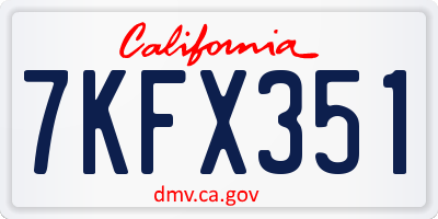CA license plate 7KFX351