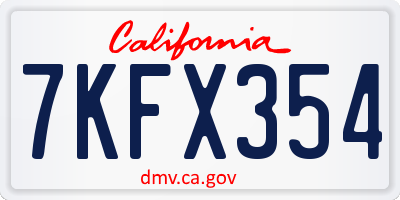 CA license plate 7KFX354