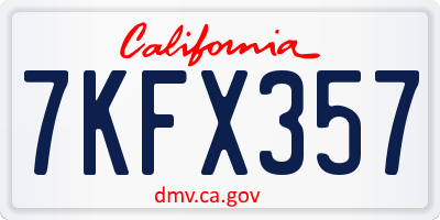 CA license plate 7KFX357