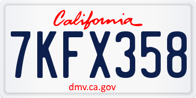 CA license plate 7KFX358