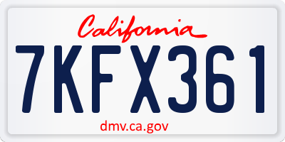 CA license plate 7KFX361