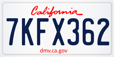 CA license plate 7KFX362