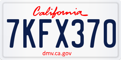 CA license plate 7KFX370