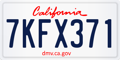 CA license plate 7KFX371