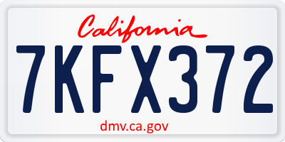 CA license plate 7KFX372