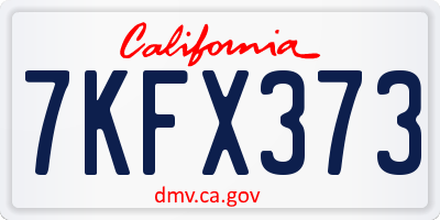 CA license plate 7KFX373