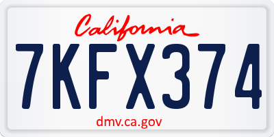 CA license plate 7KFX374