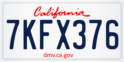 CA license plate 7KFX376