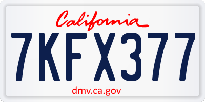 CA license plate 7KFX377