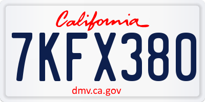 CA license plate 7KFX380