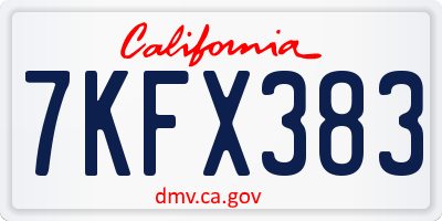 CA license plate 7KFX383