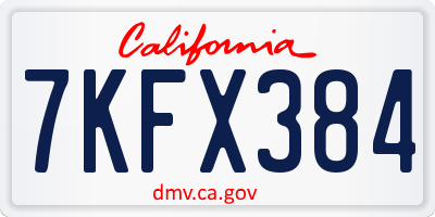 CA license plate 7KFX384