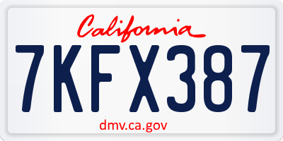 CA license plate 7KFX387