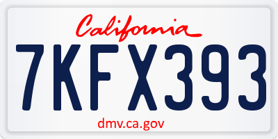 CA license plate 7KFX393