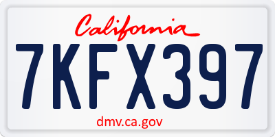 CA license plate 7KFX397