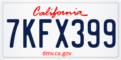 CA license plate 7KFX399