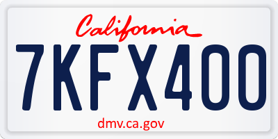 CA license plate 7KFX400