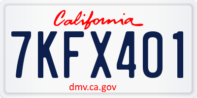 CA license plate 7KFX401
