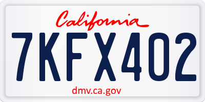 CA license plate 7KFX402
