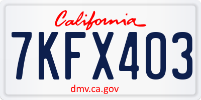 CA license plate 7KFX403