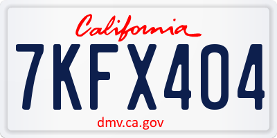 CA license plate 7KFX404
