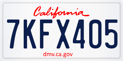 CA license plate 7KFX405