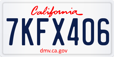 CA license plate 7KFX406