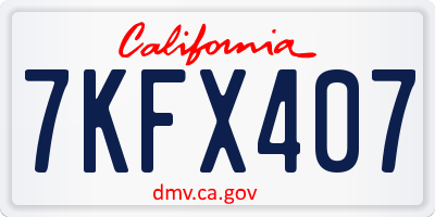 CA license plate 7KFX407