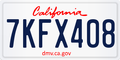 CA license plate 7KFX408