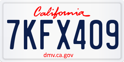CA license plate 7KFX409