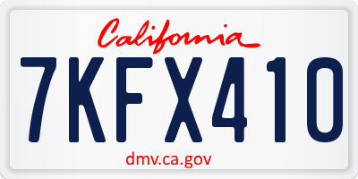 CA license plate 7KFX410