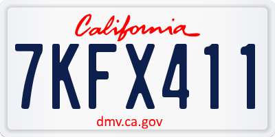 CA license plate 7KFX411