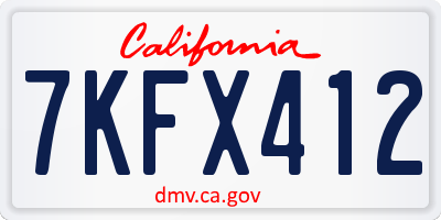 CA license plate 7KFX412
