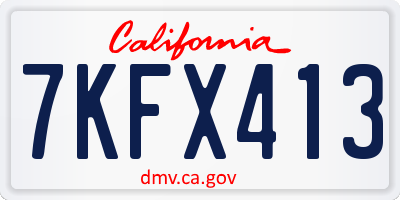 CA license plate 7KFX413