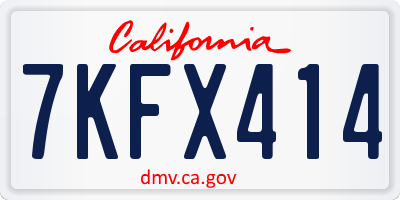 CA license plate 7KFX414