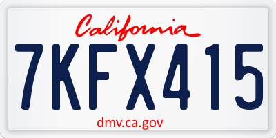 CA license plate 7KFX415