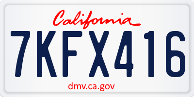 CA license plate 7KFX416
