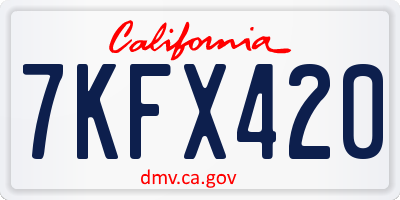 CA license plate 7KFX420