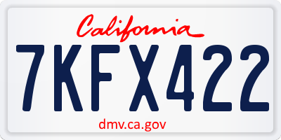 CA license plate 7KFX422
