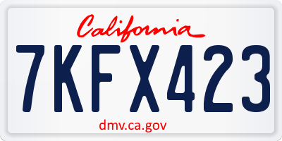 CA license plate 7KFX423
