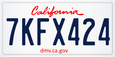 CA license plate 7KFX424