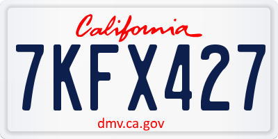 CA license plate 7KFX427