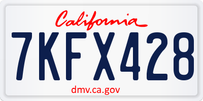 CA license plate 7KFX428